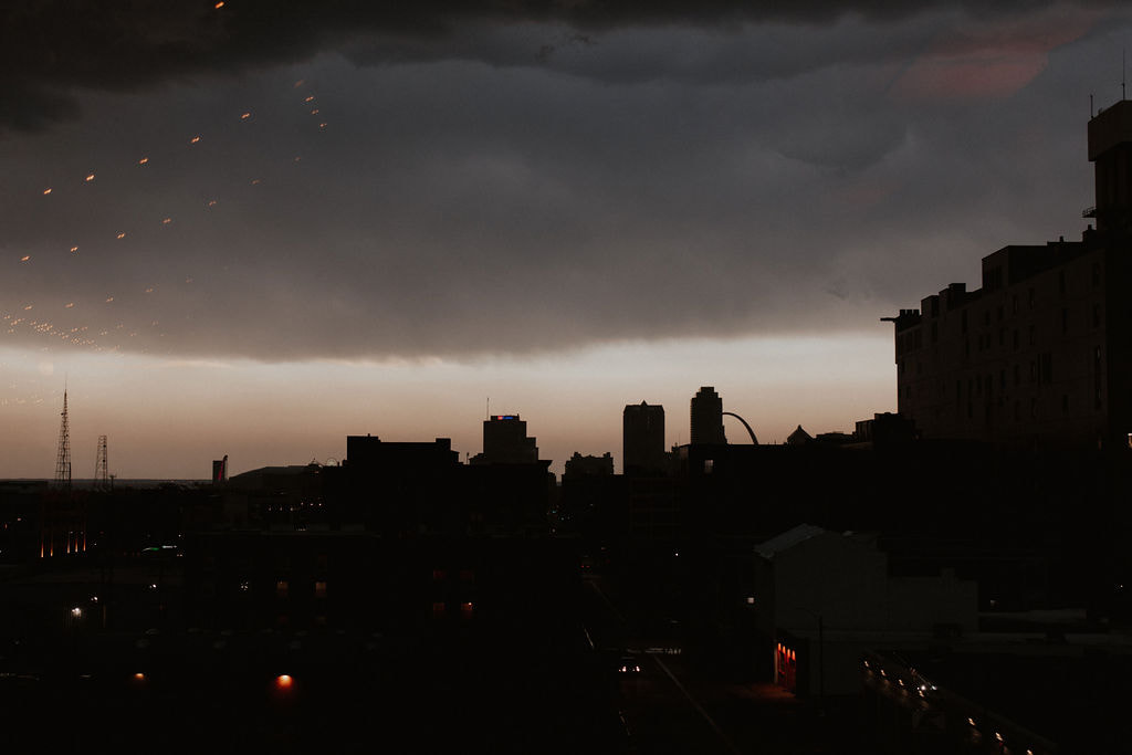 St. Louis skyline before rain storm