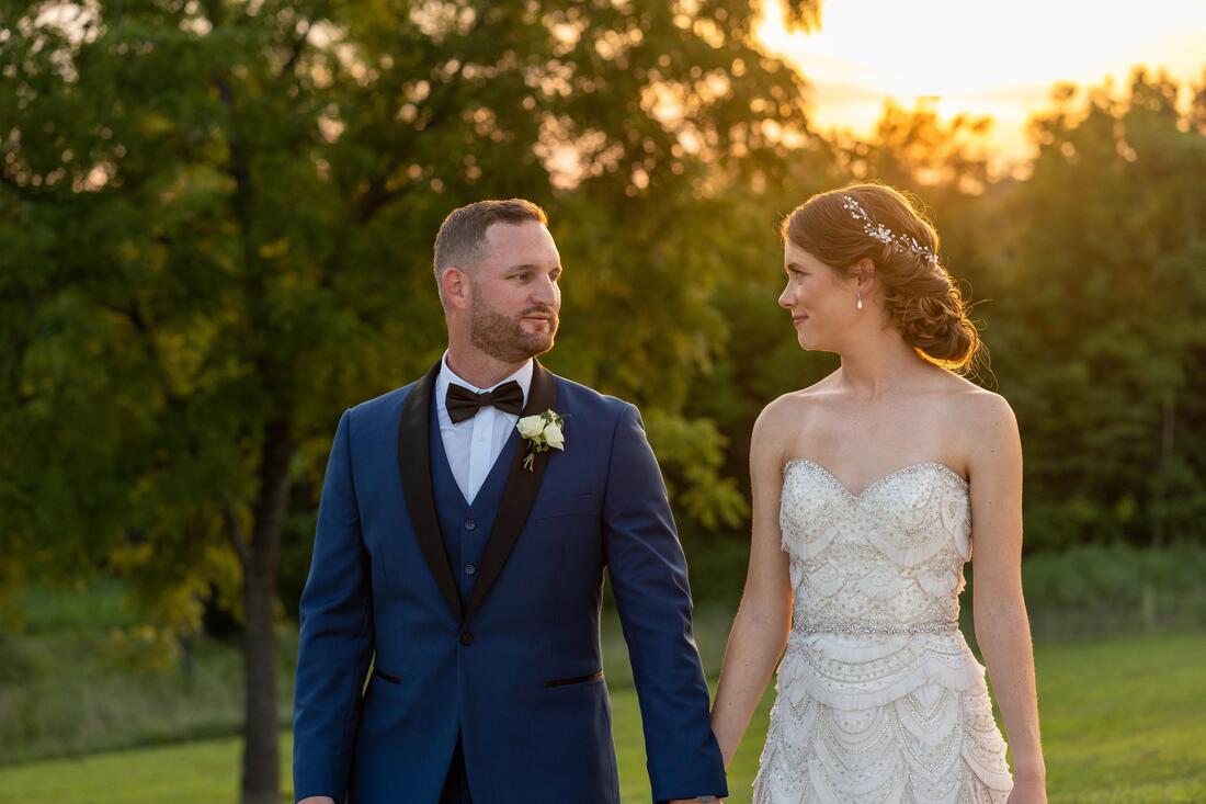 Sunset bride and groom photo